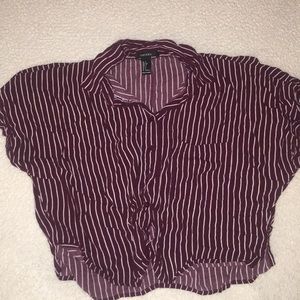 Maroon and White Stripped Botton Down Shirt